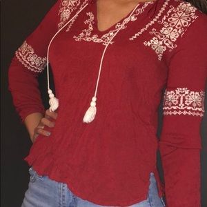 Red embedded blouse